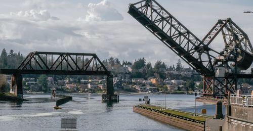 Bridge over river against sky