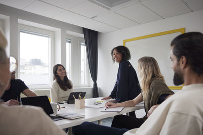 Diverse team having business meeting in conference room