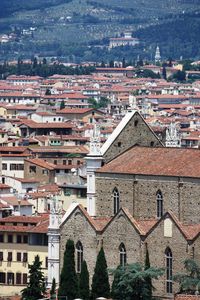 High angle view of townscape against sky