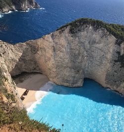 High angle view of swimming pool by sea