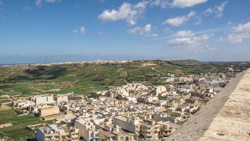 High angle view of townscape against sky