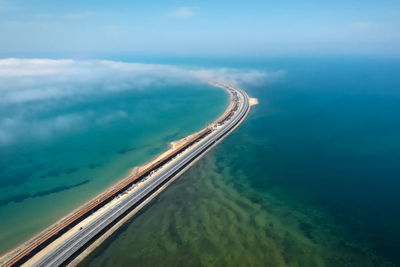 High angle view of sea against sky