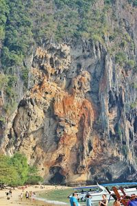 Tourists on rock formation
