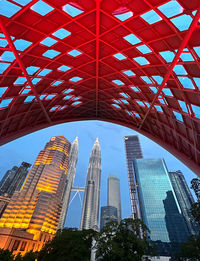 Low angle view of skyscrapers against sky