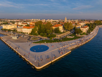 High angle view of cityscape against sky