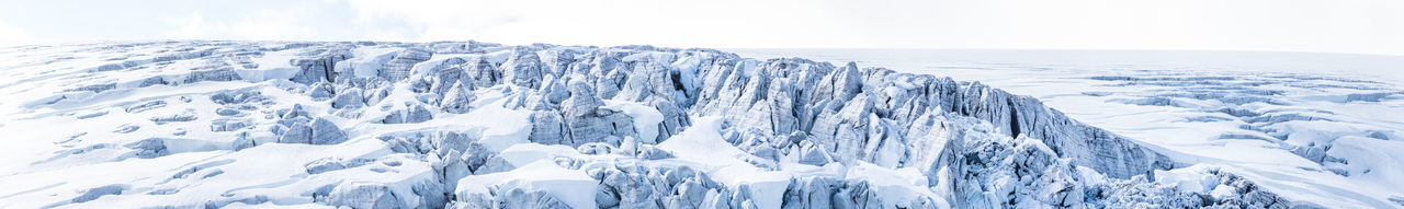 Scenic view of snow covered mountains