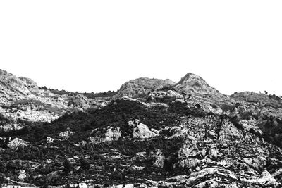 Low angle view of mountain against clear sky