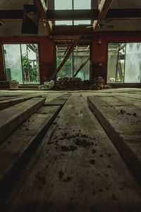 Surface level of railroad tracks by building