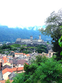 High angle view of townscape against sky