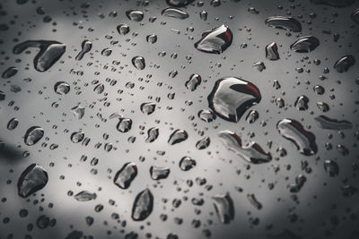 Full frame shot of raindrops on glass