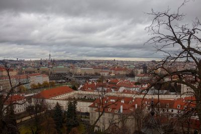 High angle view of townscape against sky