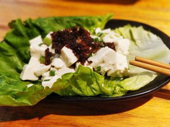 Close-up of meal served in plate