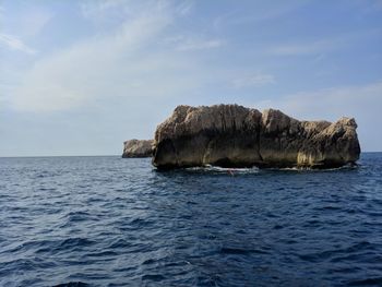 Rocks in open deep sea near marseille, fr