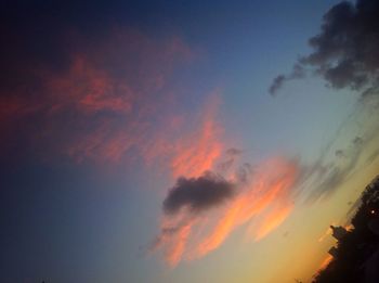 Low angle view of sky at sunset