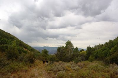 Scenic view of landscape against cloudy sky