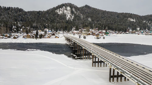 High angle view of pier over river