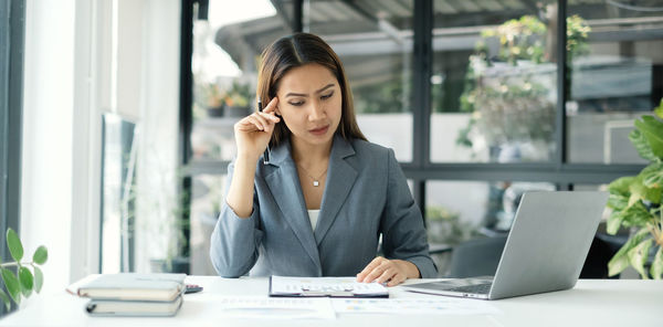 Businesswoman working at office