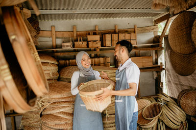 Full frame shot of wicker baskets