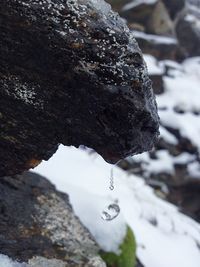 Close up of frozen rock