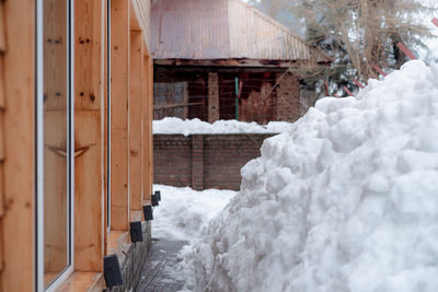 Snow covered roof of building during winter