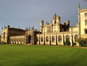 Exterior of st john college against clear sky