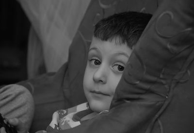 Portrait of cute boy at home