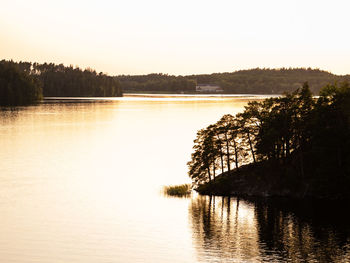 Scenic view of lake against clear sky