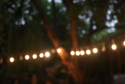 Defocused image of illuminated lights at night