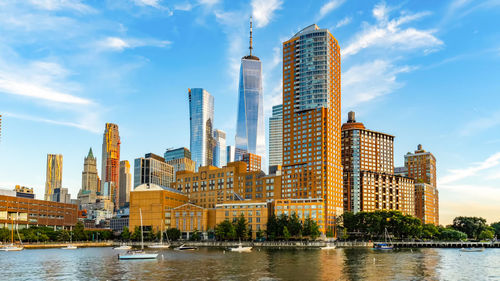 Buildings in city against sky