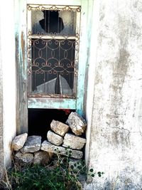 View of building through window