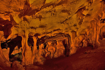 Close-up of rock formations in cave