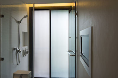 Metal door in bathroom