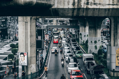 High angle view of traffic on road