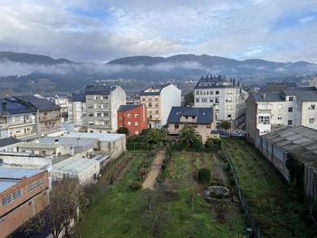 High angle view of townscape against sky