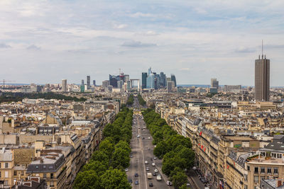 High angle view of buildings in city