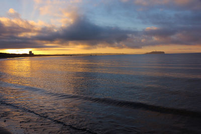 Scenic view of sea against sky during sunset