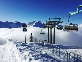 Scenic view of snow covered mountains