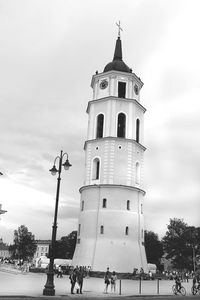 Low angle view of clock tower against sky