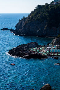 Scenic view of sea against clear sky