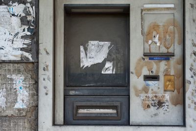 Close-up of damaged mailbox