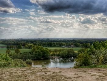 Scenic view of lake against sky