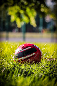 Close-up of ball on field