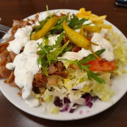 High angle view of meal served in plate