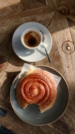 High angle view of coffee on table