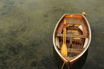 High angle view of boat in lake