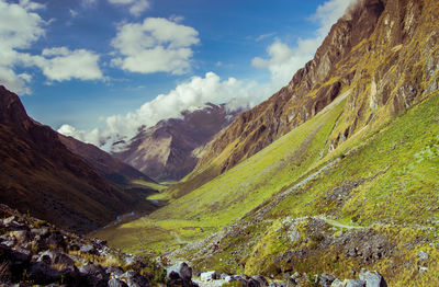 Scenic view of mountains against sky