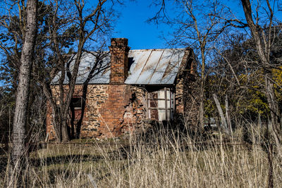 Abandoned house against clear sky