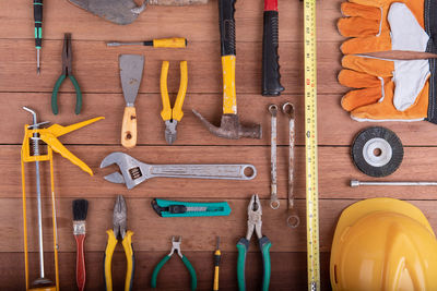 Directly above shot of tools on table