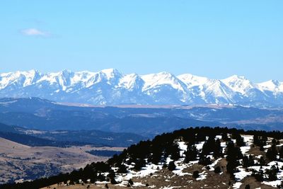 Scenic view of snowcapped mountains