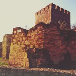 Low angle view of old ruin building